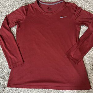 Nike Running Training Shirt Men's Size L Dri-FIT Red Long Sleeve Activewear Top